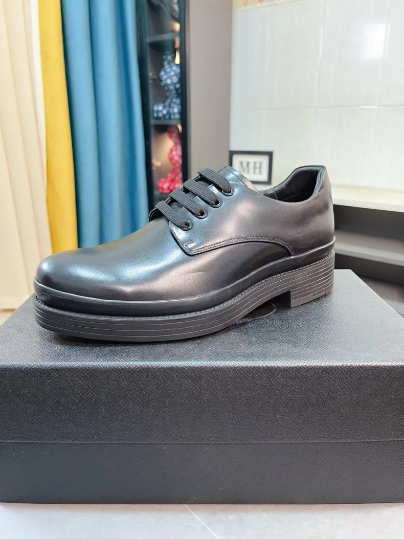 Men's shoes 💰540🌹🌹 [Men's shoes 💰pRADA Prada leather shoes] Top purchasing agent Original imported Italian custom-made open-edge beaded cowhide leather surface, ➕Fully imported water-dyed breathable cowhide lining, original factory special molded sole, super comfortable, code number: 38-44